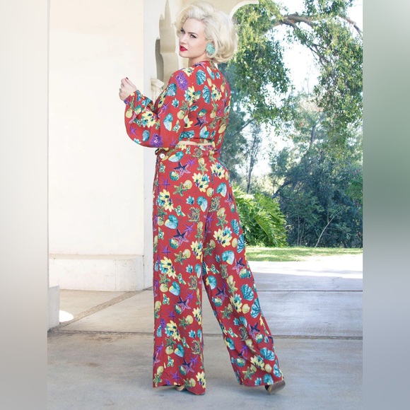 DORIS MAYDAY FOR LOCO LINDO HIGH WAIST PALAZZO PANTS RESORT SEA VACATION - Picture 4 of 9